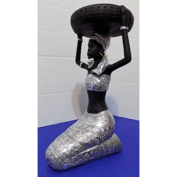 NEW Black African Queen Statue Figurine Candle Holder - Picture 3 of 5